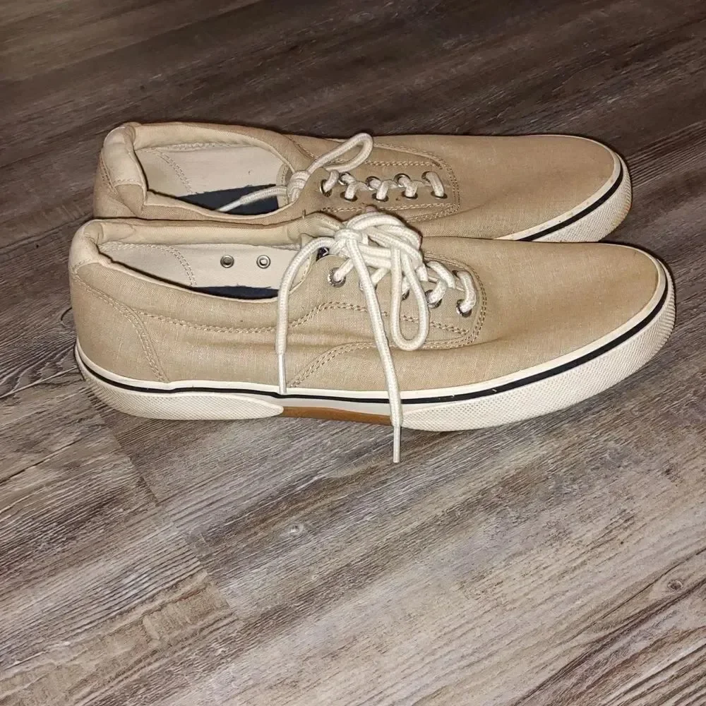 Sperry top sider tan canvas loafers Sz 11.5